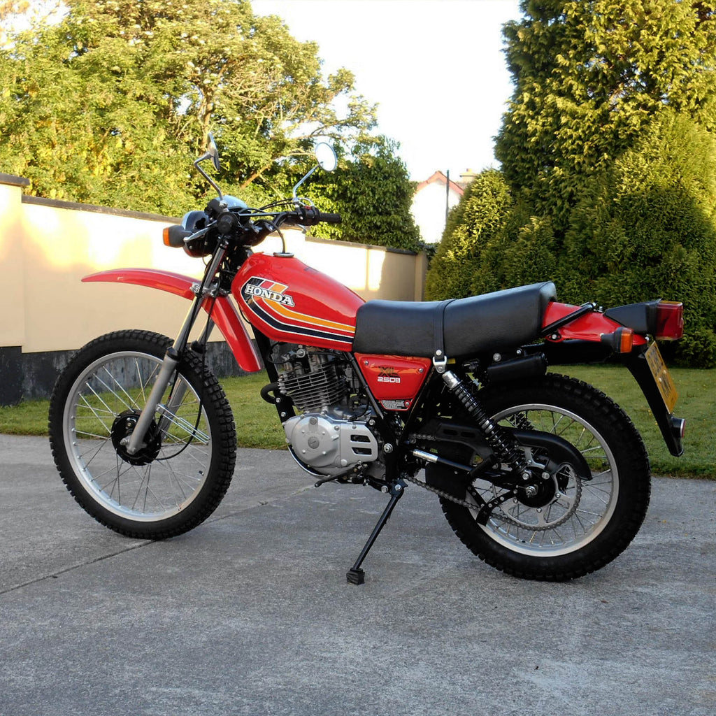 Sticker decal Honda dirt bike graphics Xl250s XL 250s 1979 Red Blue Side Cover Tank – Rear View vintage_bike_store