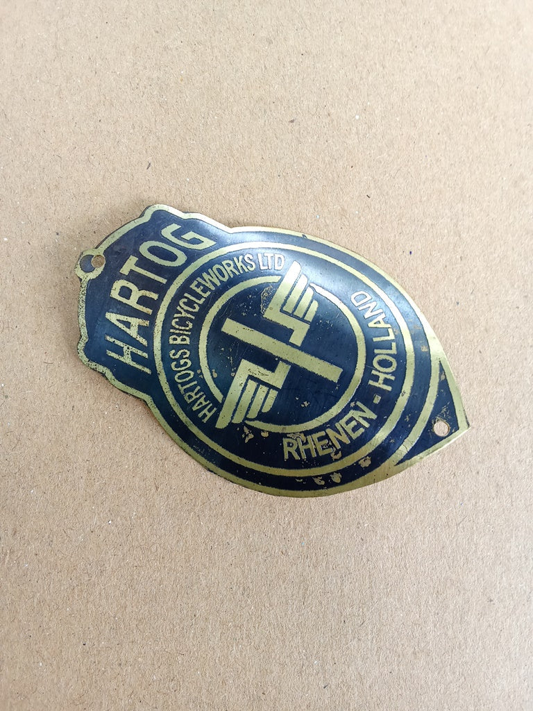 HARTOG Rhenen Brass Head Badge Emblem For Hartog Vintage Bicycle vintage_bike_store