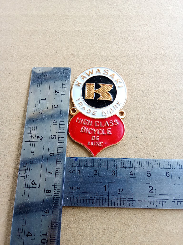 Kawasaki Japan bicycle emblem head badge vintage_bike_store