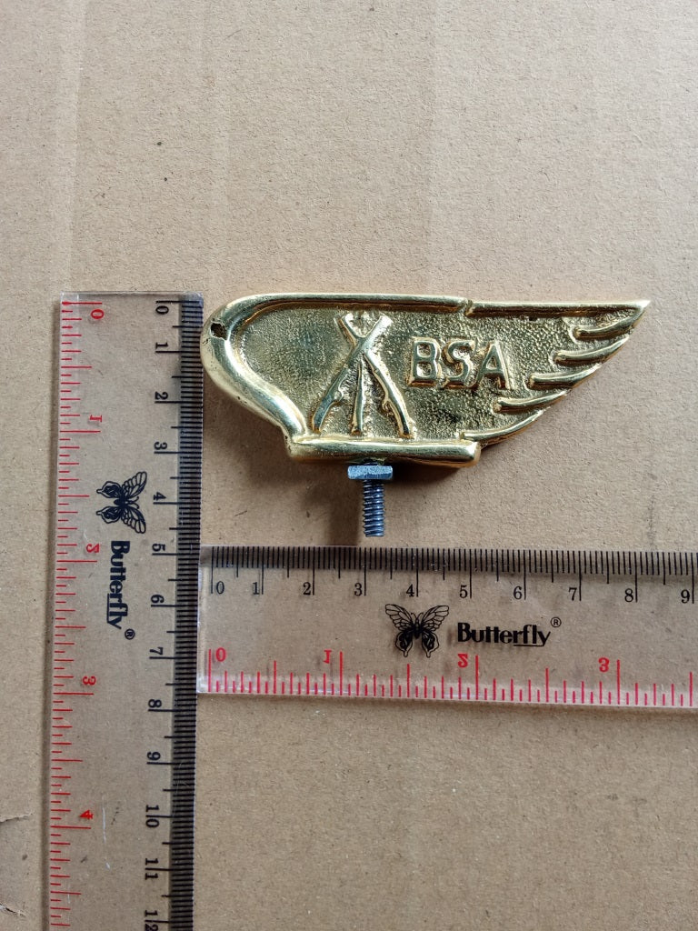 BSA brass logo Bicycle Motorcycle Front Mudguard Emblem Badge vintage_bike_store