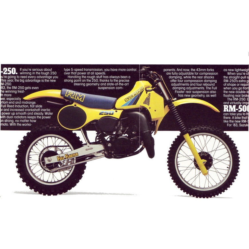 Sticker Decal RM250 RM 250 1983 side cover tank (Free shipping) vintage_bike_store
