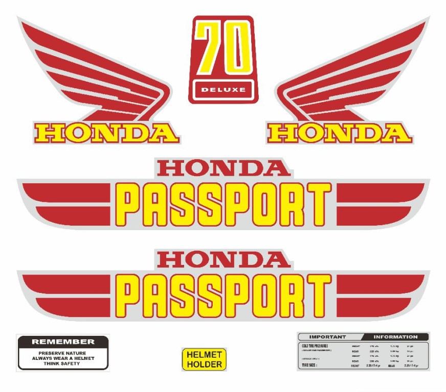 Sticker Decal Honda Passport C70 Red side cover tank vintage_bike_store