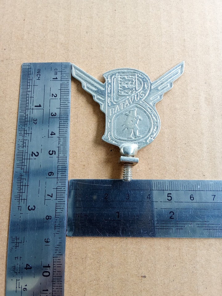 Batavus Silver Chrome Bicycle Front Mudguard Emblem Badge vintage_bike_store