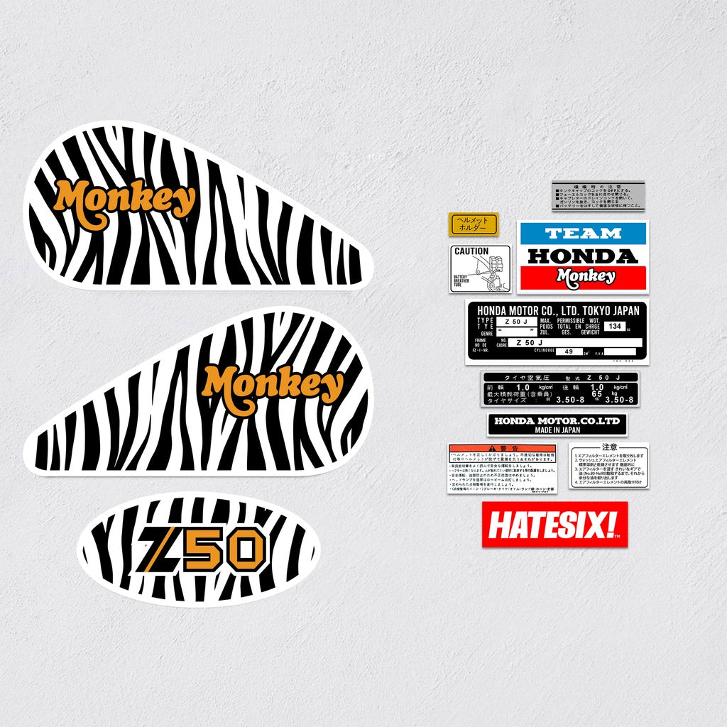 Sticker Decal Z50 Zebra Monkey side cover tank (Free shipping) vintage_bike_store