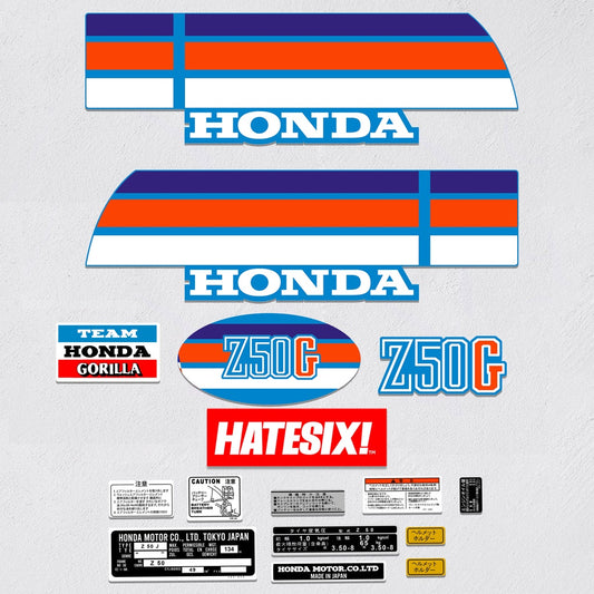 Sticker decal Honda dirt bike graphics Z50 Gorilla Gorila Z50G Blue Side Cover Tank – vintage_bike_store