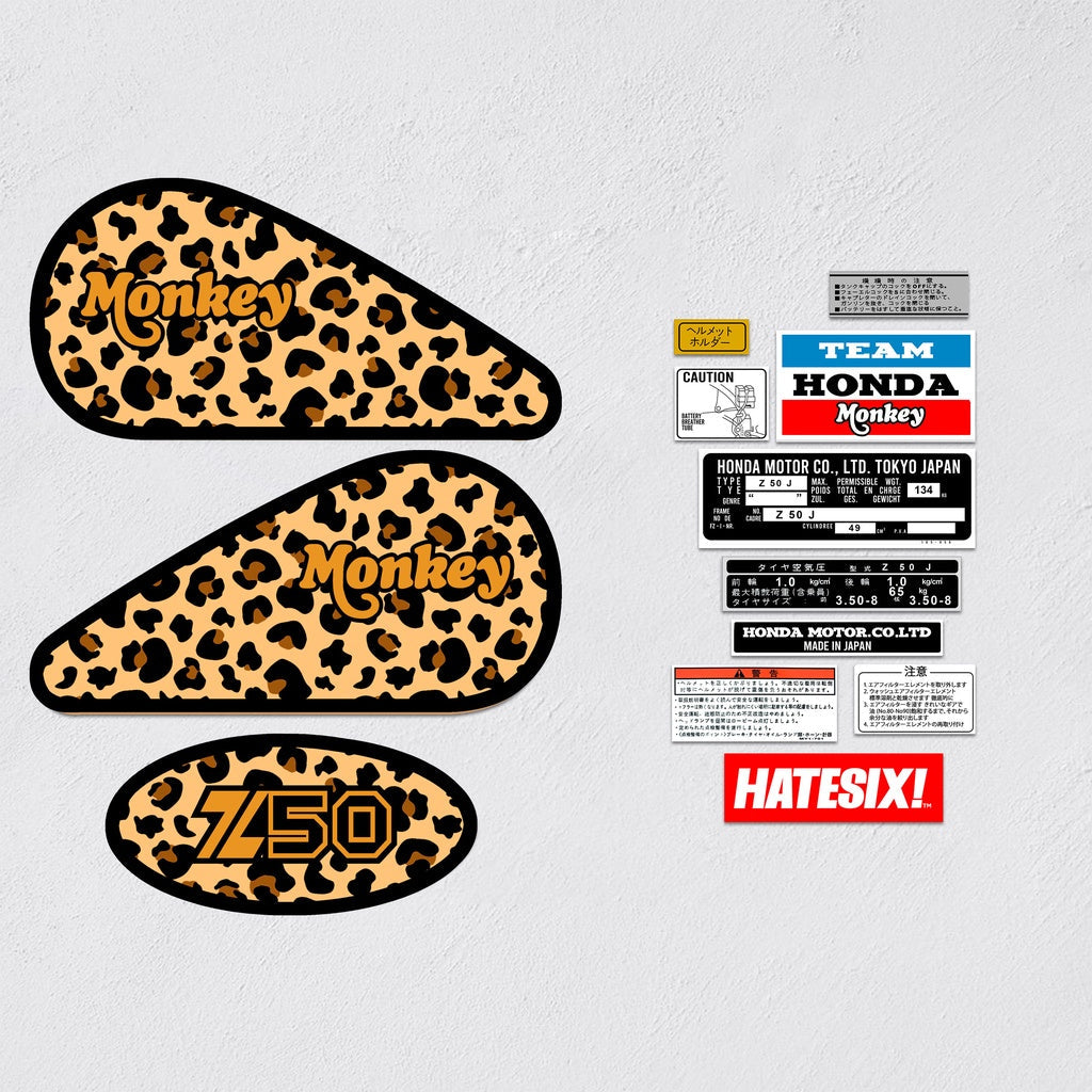 Sticker Decal Z50 Leopard Monkey side cover tank (Free shipping) vintage_bike_store