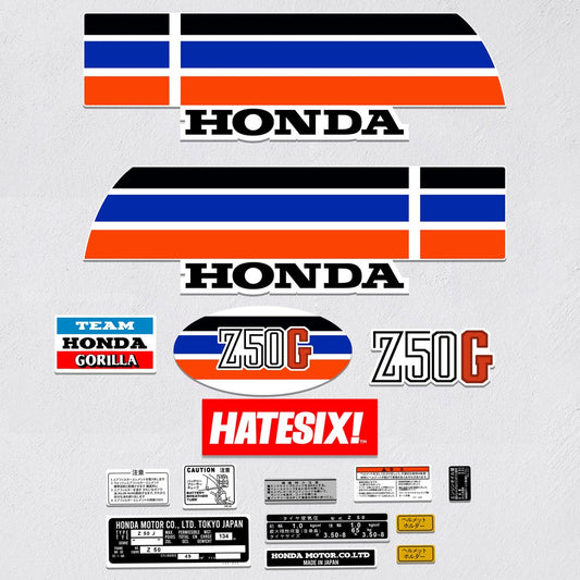 Sticker decal Honda dirt bike graphics Z50 Gorilla Gorila Z50G White Side Cover Tank – vintage_bike_store