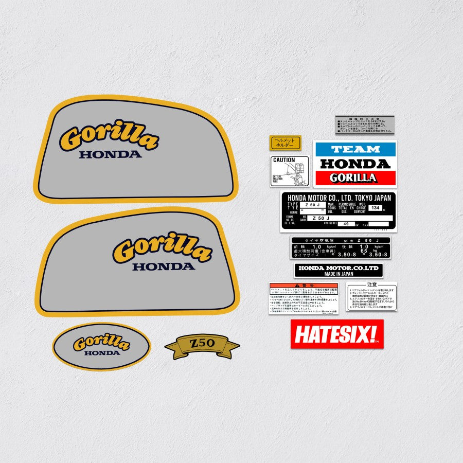 Sticker Decal Z50 Gorilla Yellow White side fuel cover tank (free shipping) vintage_bike_store