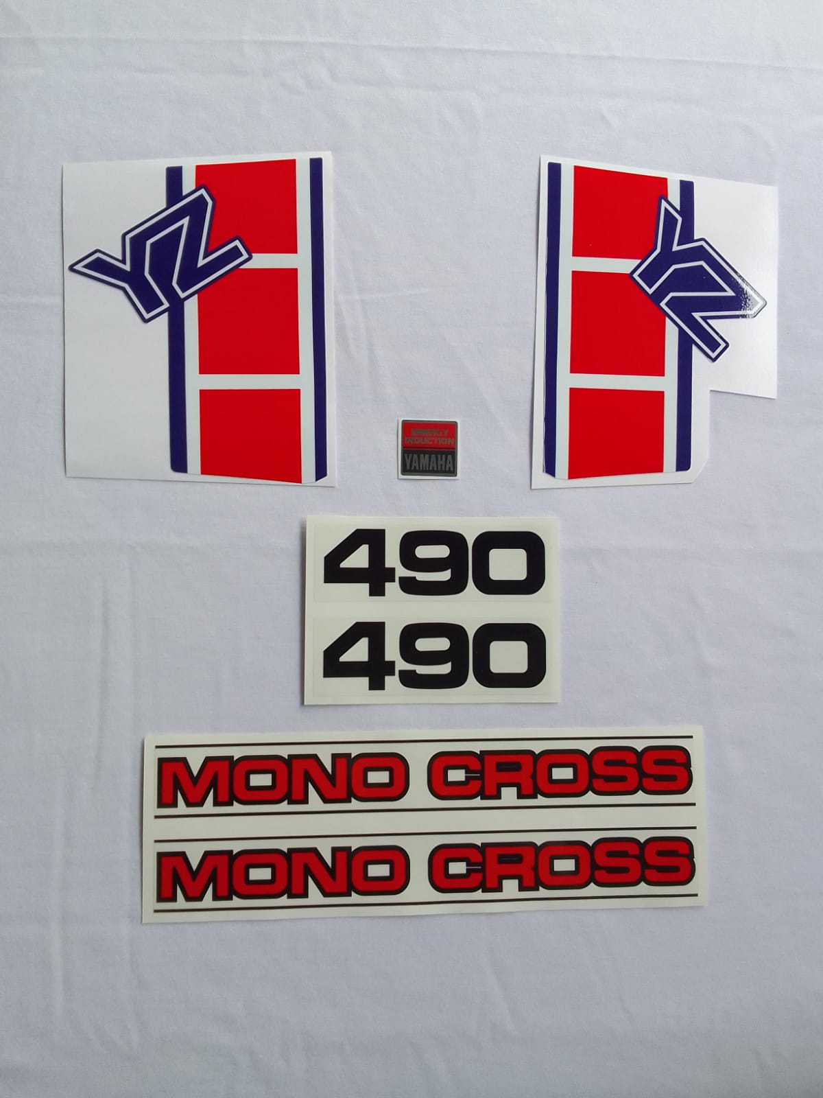 Sticker decal Yamaha dirt bike graphics YZ490 1985 1984 Side Cover Complete set  – vintage_bike_store
