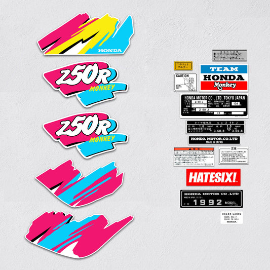 Sticker Decal Honda Monkey Z50R Pink cyan side cover tank vintage_bike_store