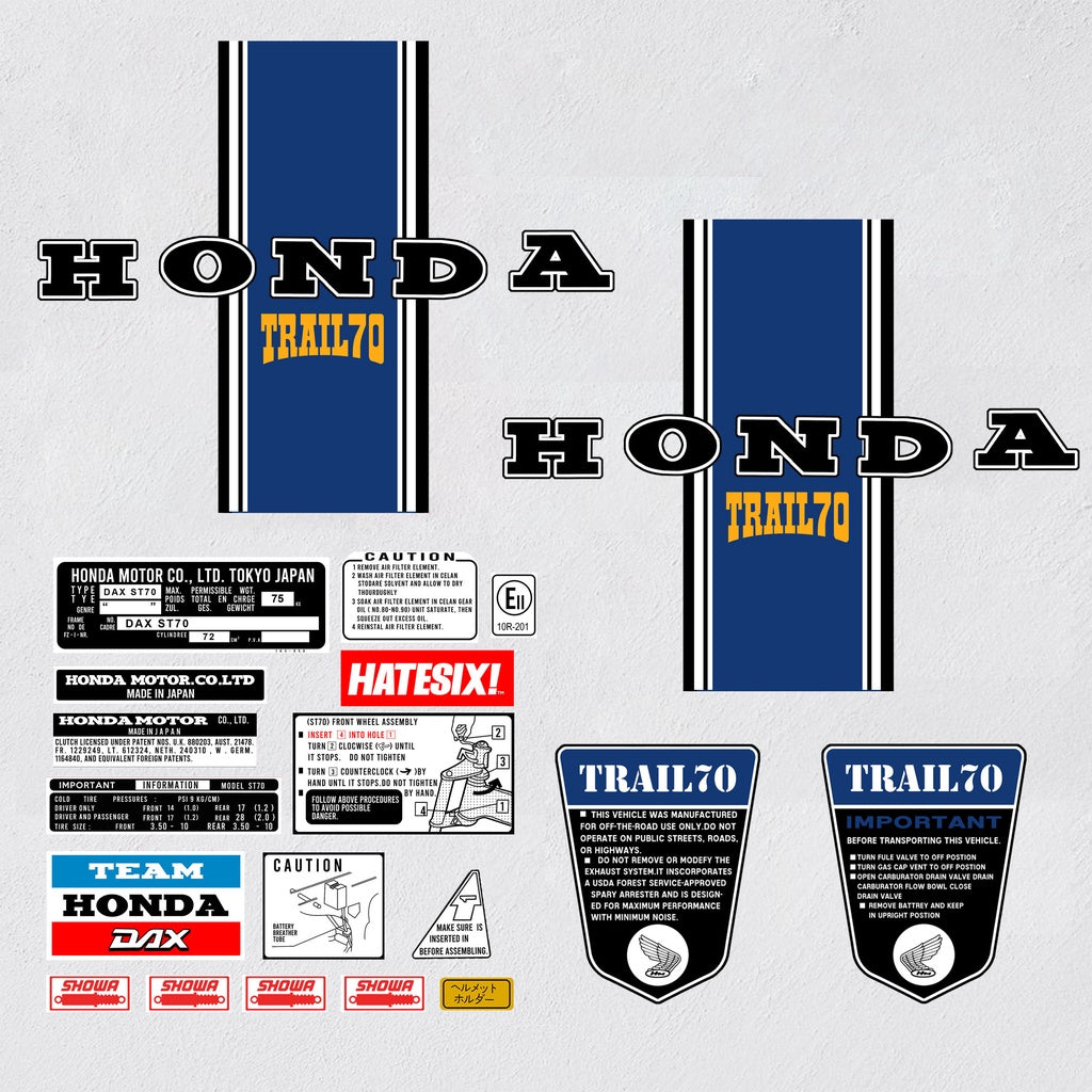 Sticker Decal Dax ST 70 Trail CT70K side cover tank (Free shipping) vintage_bike_store