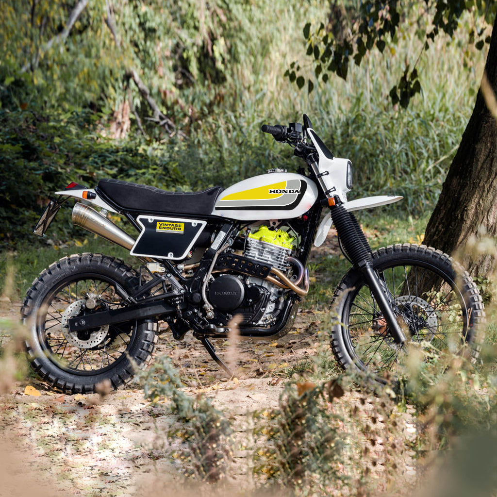 Sticker Decal Vintage Enduro Yellow side cover tank (Free shipping) vintage_bike_store