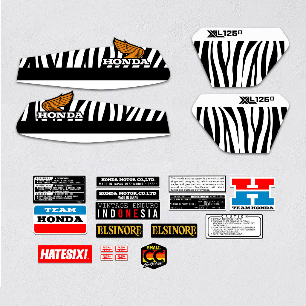 Sticker Decal Honda XL 125s Small CC Savage Zebra side cover tank vintage_bike_store