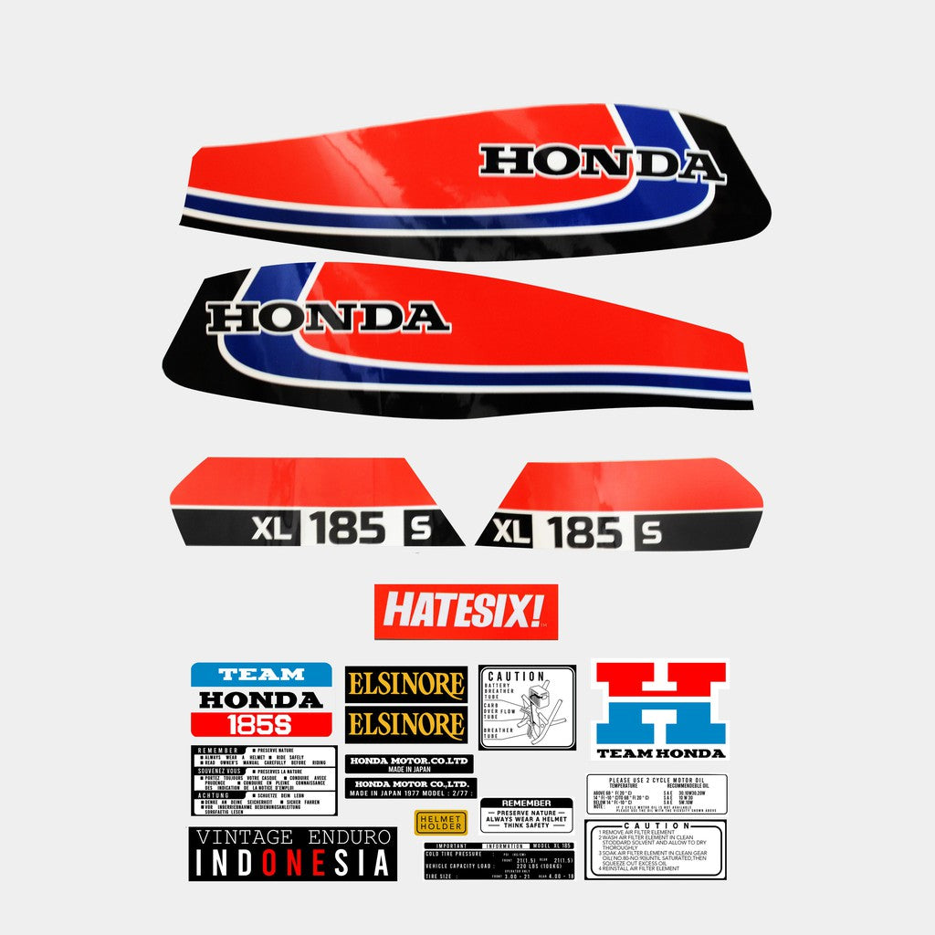 Sticker Decal XL 185S 1979 red side cover tank (Free shipping) vintage_bike_store