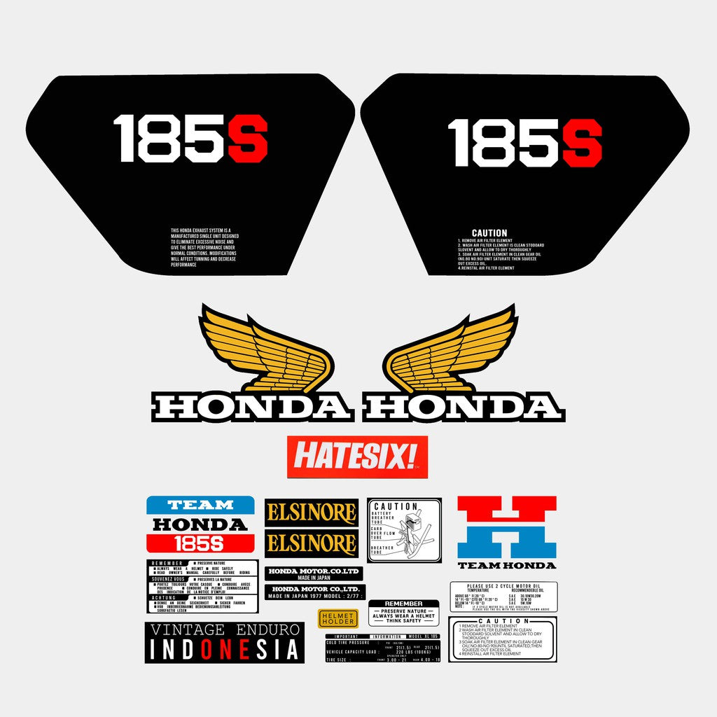 Sticker decal Honda dirt bike graphics XL 185S 185 S 1982 Side Cover Tank – vintage_bike_store