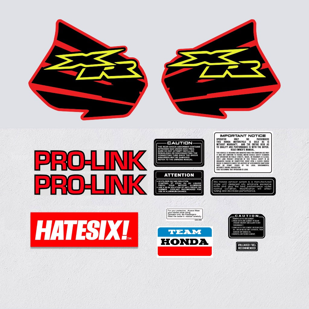 Sticker decal Honda dirt bike graphics XR 200R RED Side Cover Tank – vintage_bike_store