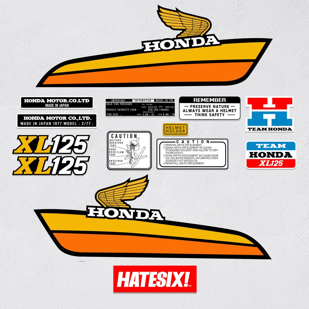 Sticker decal Honda dirt bike graphics XL 125 Side Cover Tank – vintage_bike_store