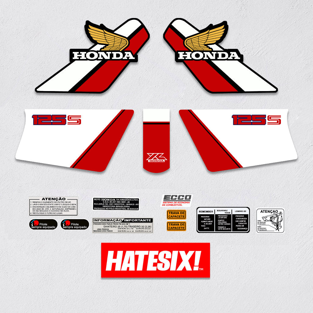 Sticker Decal Xl125s XL 125s 1985 Red White side cover tank (Free shipping) vintage_bike_store