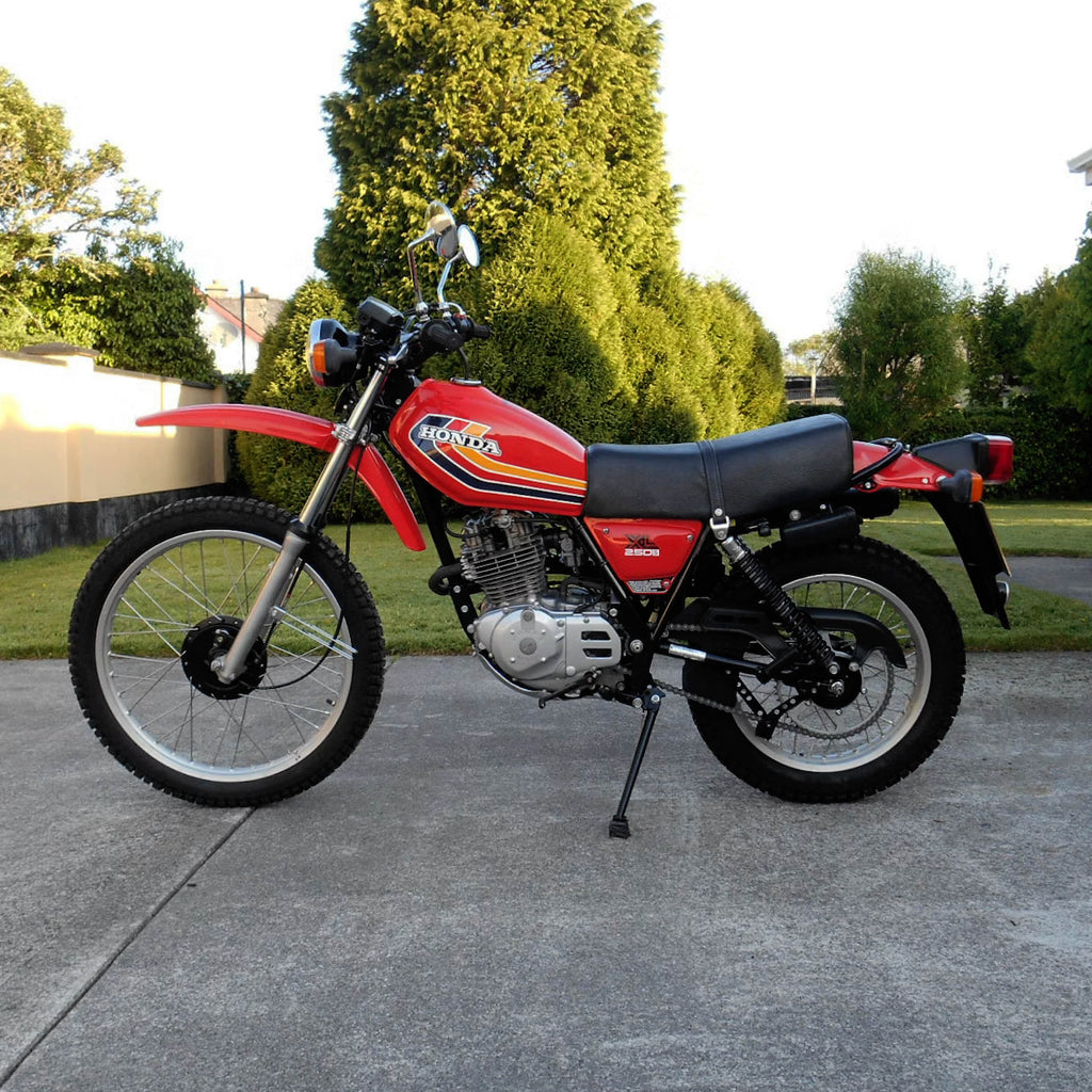 Sticker decal Honda dirt bike graphics Xl250s XL 250s 1979 Red Blue Side Cover Tank  – Left Side vintage_bike_store