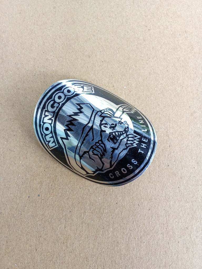MONGOOSE Cross The Line head tube emblem badge bicycle vintage_bike_store
