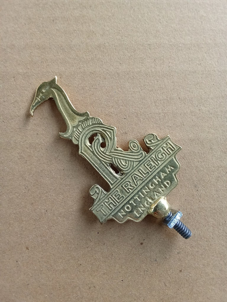 Raleigh Brass Motorcycle Front Fender Badge Emblem vintage_bike_store