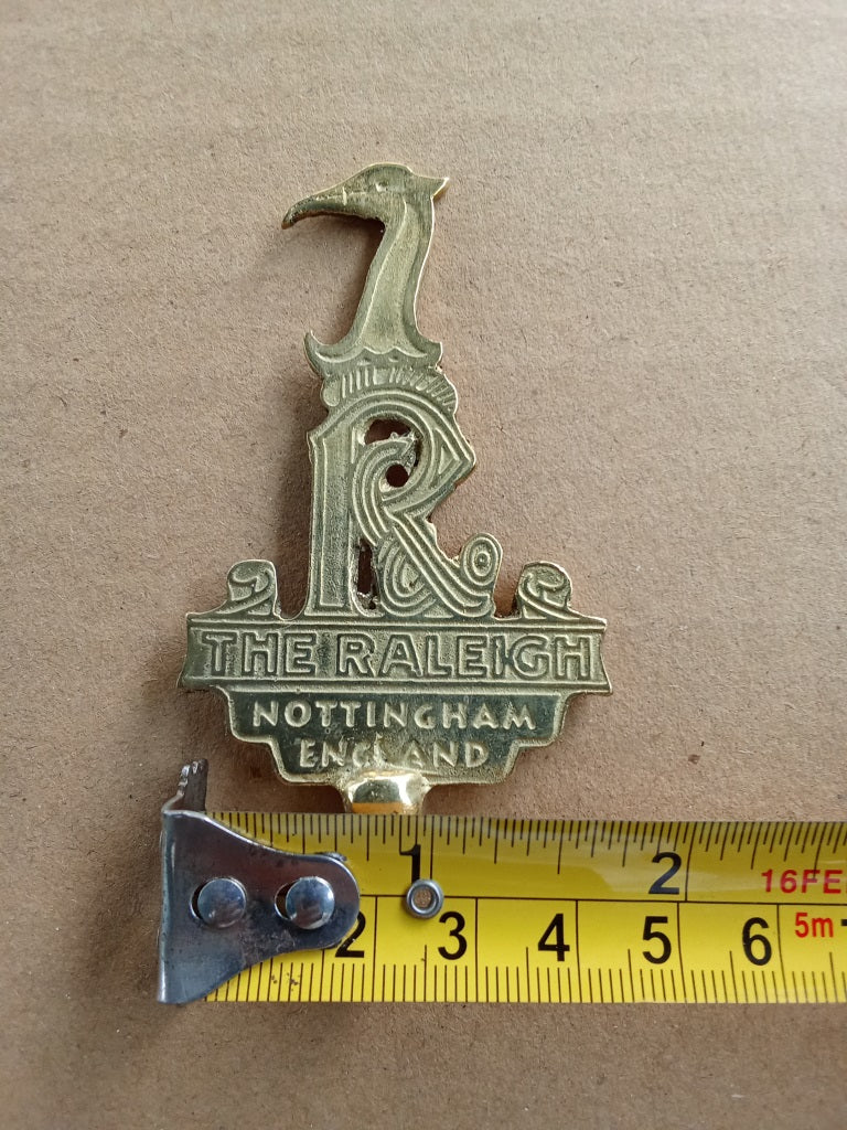 Raleigh Brass Motorcycle Front Fender Badge Emblem vintage_bike_store