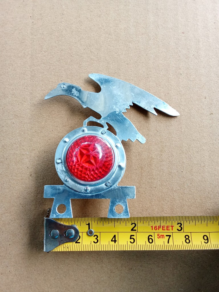 Silver bird RED Reflector Bicycle Motorbike Front Mudguard Emblem Badge NOS vintage_bike_store