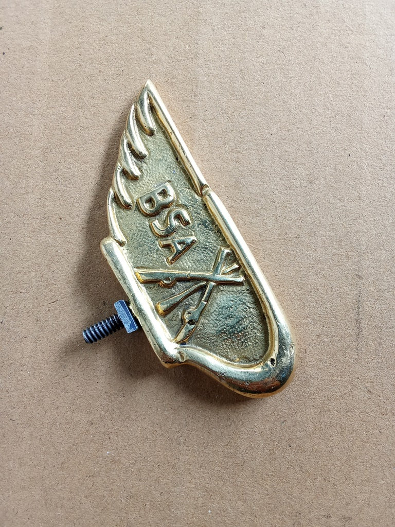 BSA brass logo Bicycle Motorcycle Front Mudguard Emblem Badge vintage_bike_store