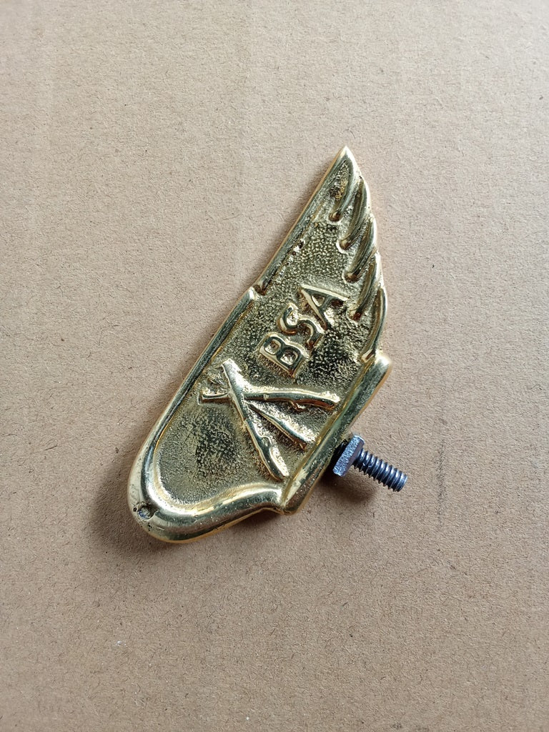BSA brass logo Bicycle Motorcycle Front Mudguard Emblem Badge vintage_bike_store