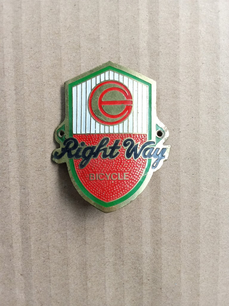 RIGHT WAY head tube badge emblem for bicycles restoration NOS vintage_bike_store
