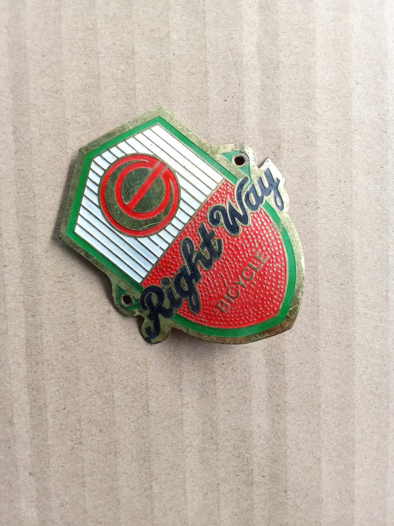 RIGHT WAY head tube badge emblem for bicycles restoration NOS vintage_bike_store