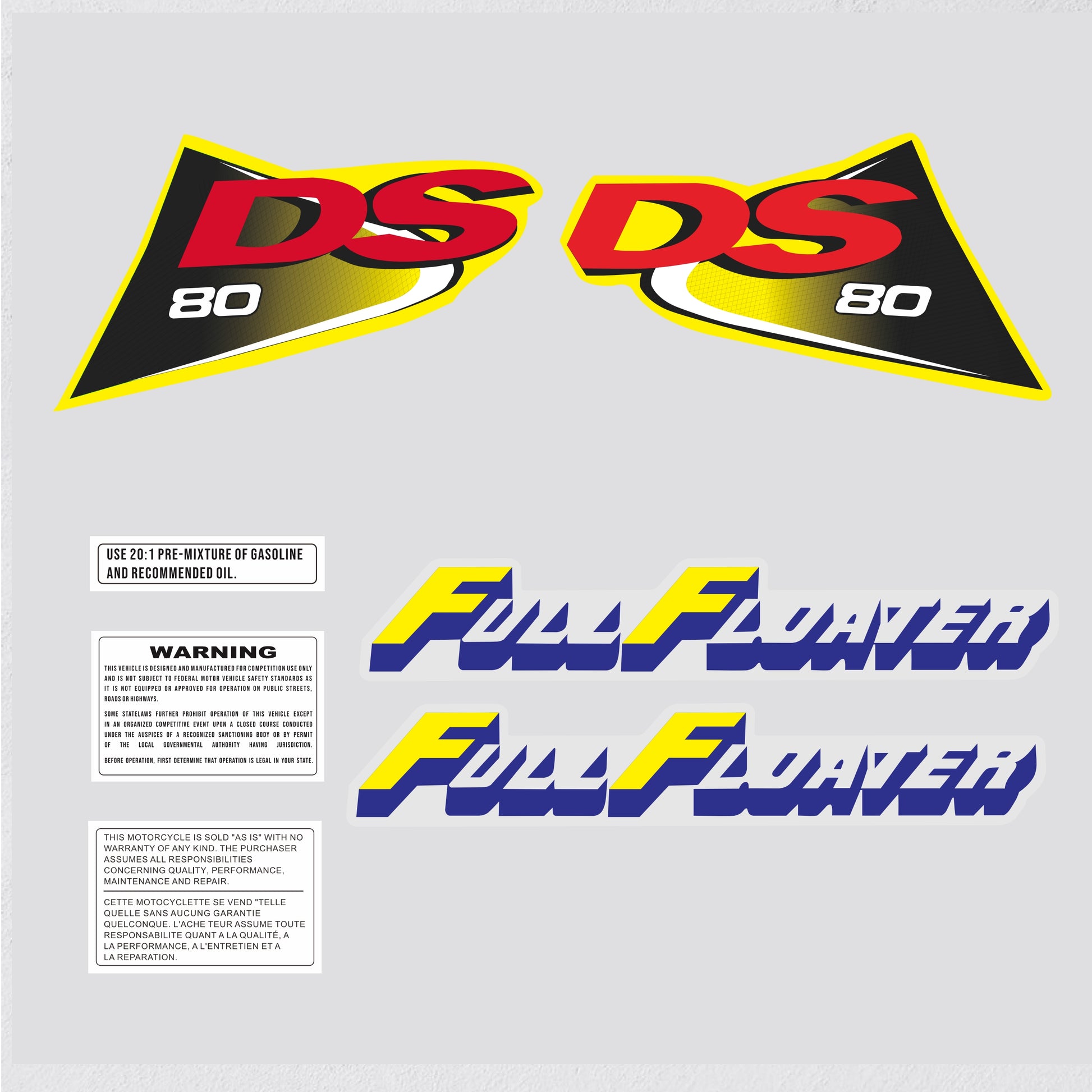 Sticker decal Suzuki dirt bike graphics DS 80 1999 Side Cover Tank Model B – vintage_bike_store