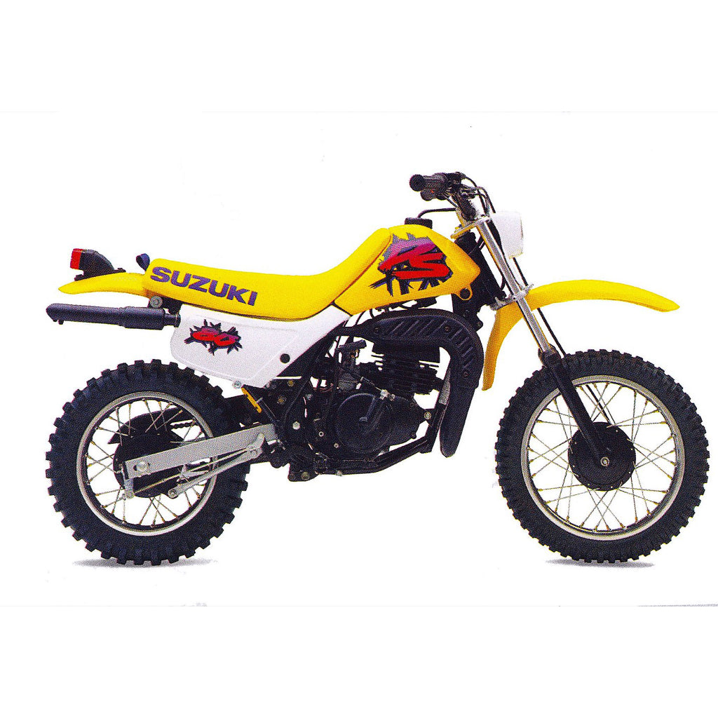 Sticker decal Suzuki dirt bike graphics DS 80 1995 Side Cover Tank Sample Application – vintage_bike_store