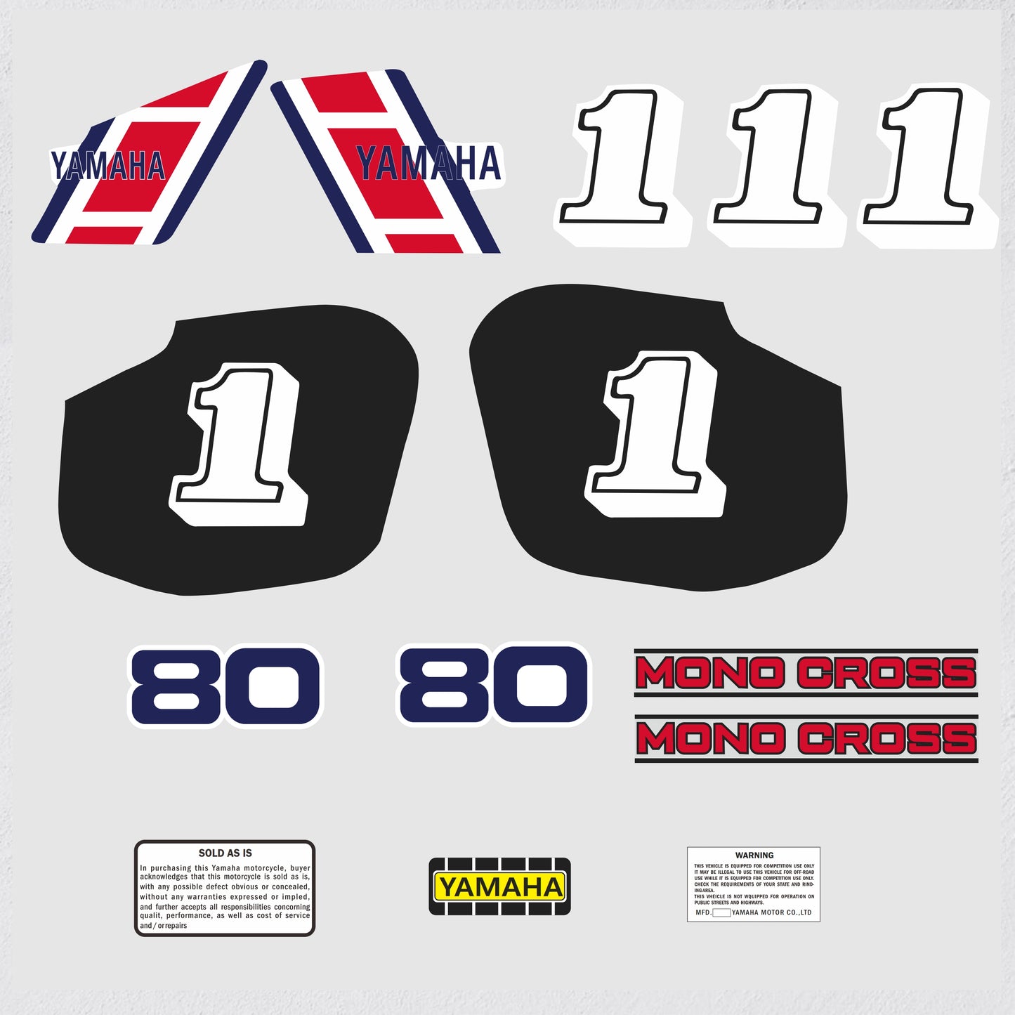 Sticker decal Yamaha dirt bike graphics YZ80 1985 Side Cover Tank – vintage_bike_store