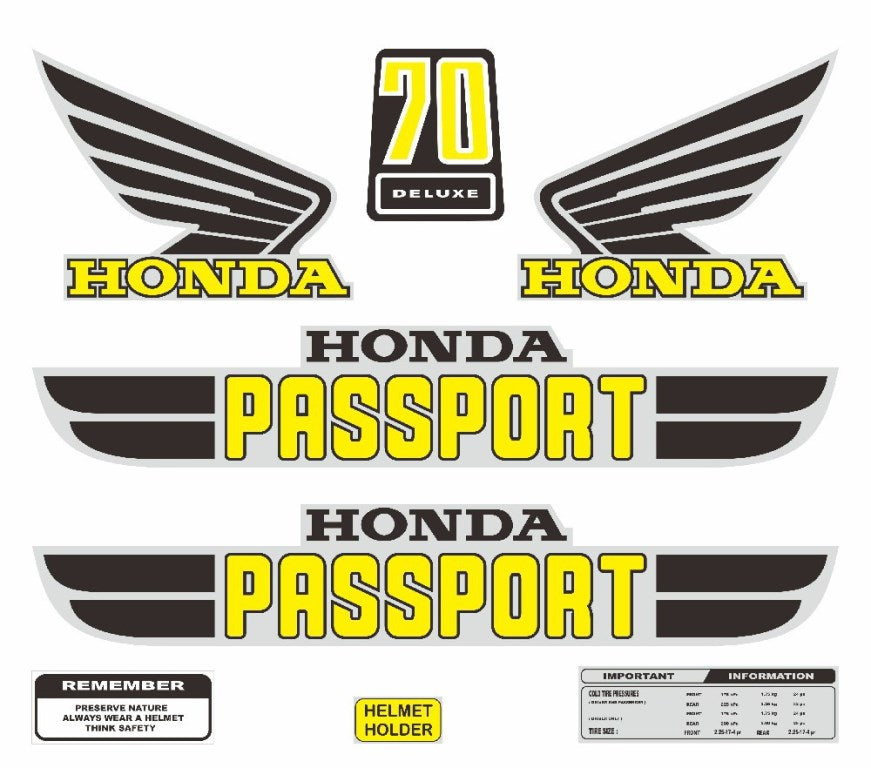 Sticker Decal Honda Passport C70 Black side cover tank vintage_bike_store