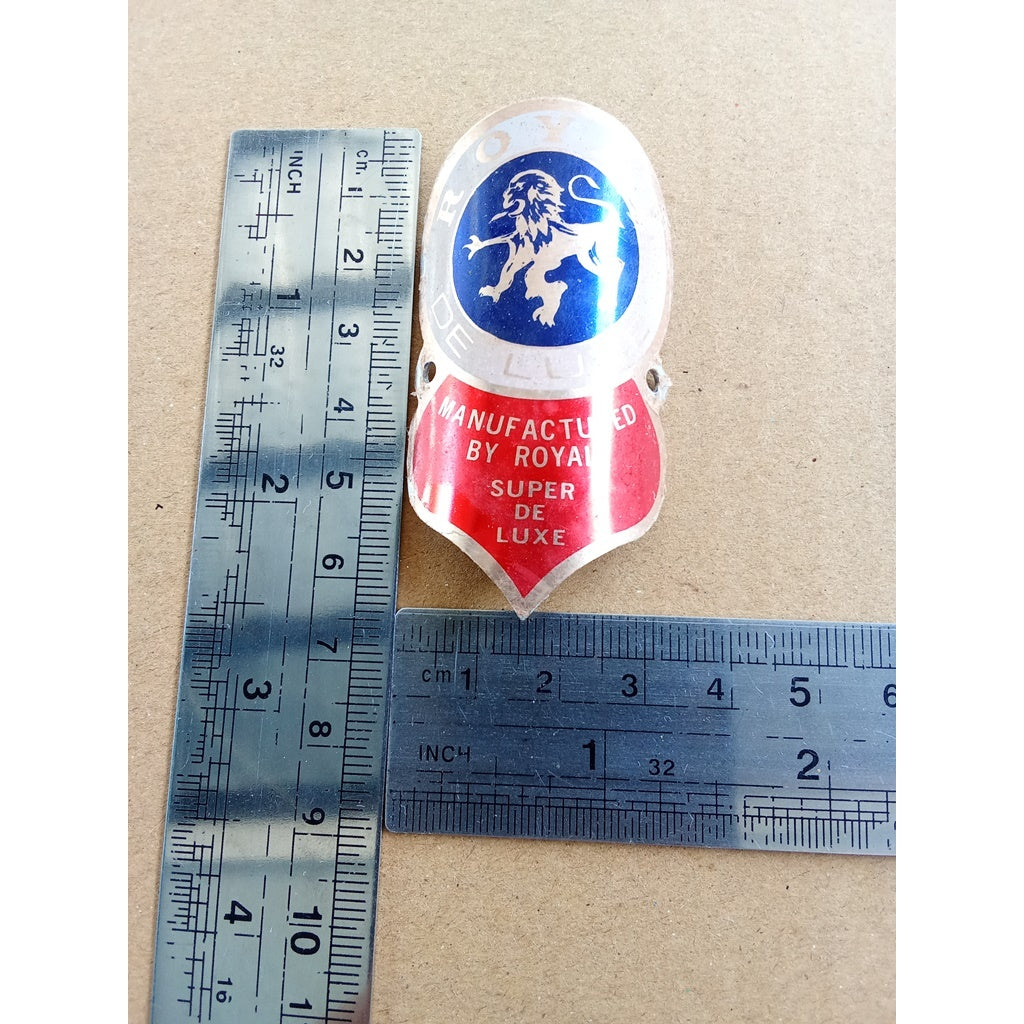 Brass ROYAL DELUXE Head Badge Emblem Vintage Bicycle NOS (Free shipping) vintage_bike_store