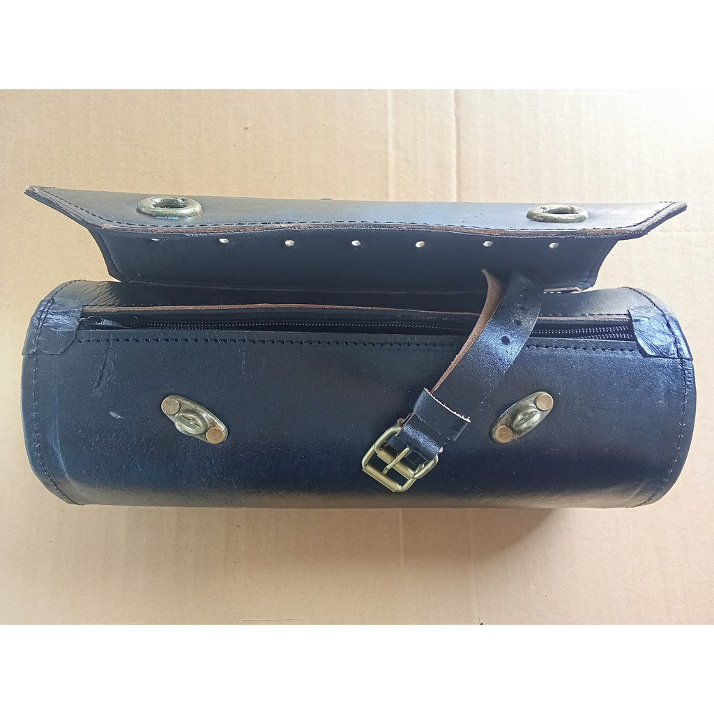 Leather bicycle bag frame bag handle bar bicycle tool bag black color 31x12.5cm (Free shipping) vintage_bike_store