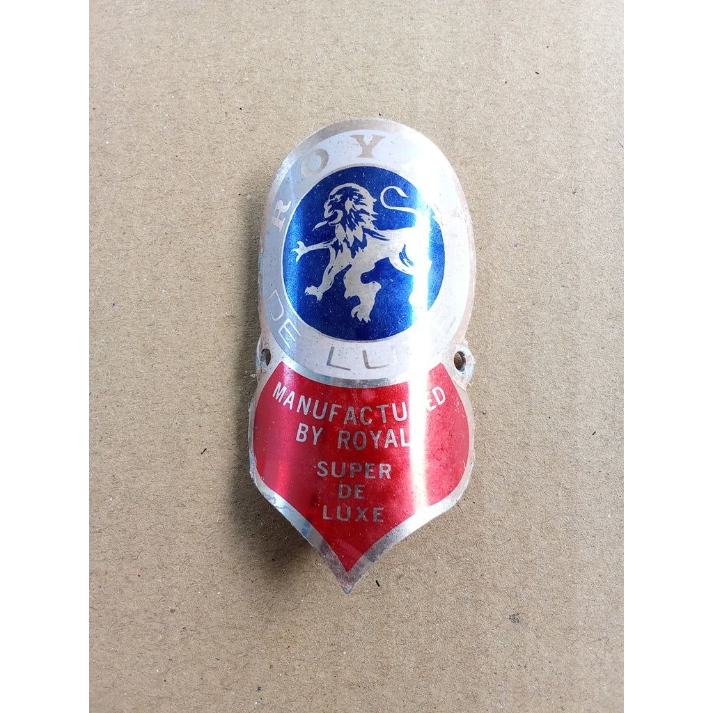 Brass ROYAL DELUXE Head Badge Emblem Vintage Bicycle NOS (Free shipping) vintage_bike_store