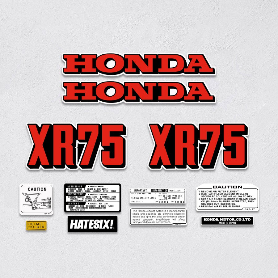 Sticker Decal XR 75 1973 and 1975 Red side cover tank (Free shipping) vintage_bike_store