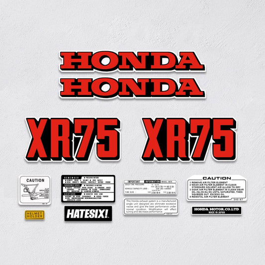 Sticker Decal XR 75 1973 and 1975 Red side cover tank (Free shipping) vintage_bike_store