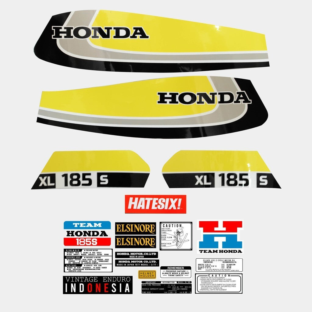 Sticker Decal XL 185S 1979 Yellow side cover tank (Free shipping) vintage_bike_store