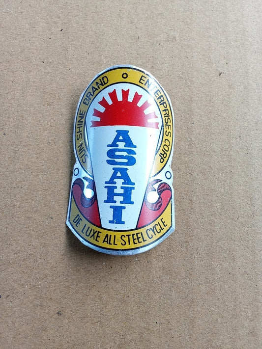 ASAHI Deluxe all steel aluminum Head Badge Emblem For Vintage Bicycle NOS vintage_bike_store