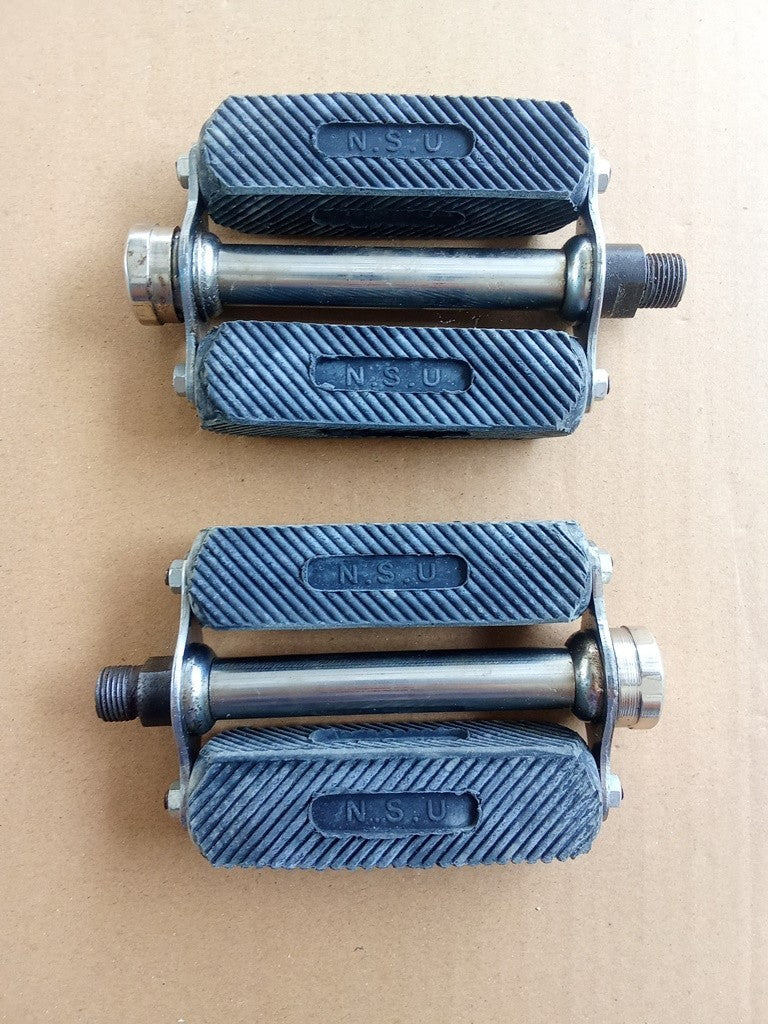 1 Pair Pedal 9/16 threads NSU Black pedal 3.5" long rubber block for NSU vintage (Free shipping) vintage_bike_store