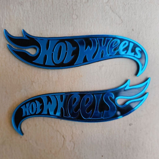 2 Pcs Hot Wheels Acrylic Front Rear Boot Trunk Side Badge Emblem Sticker Decal (Free shipping) vintage_bike_store