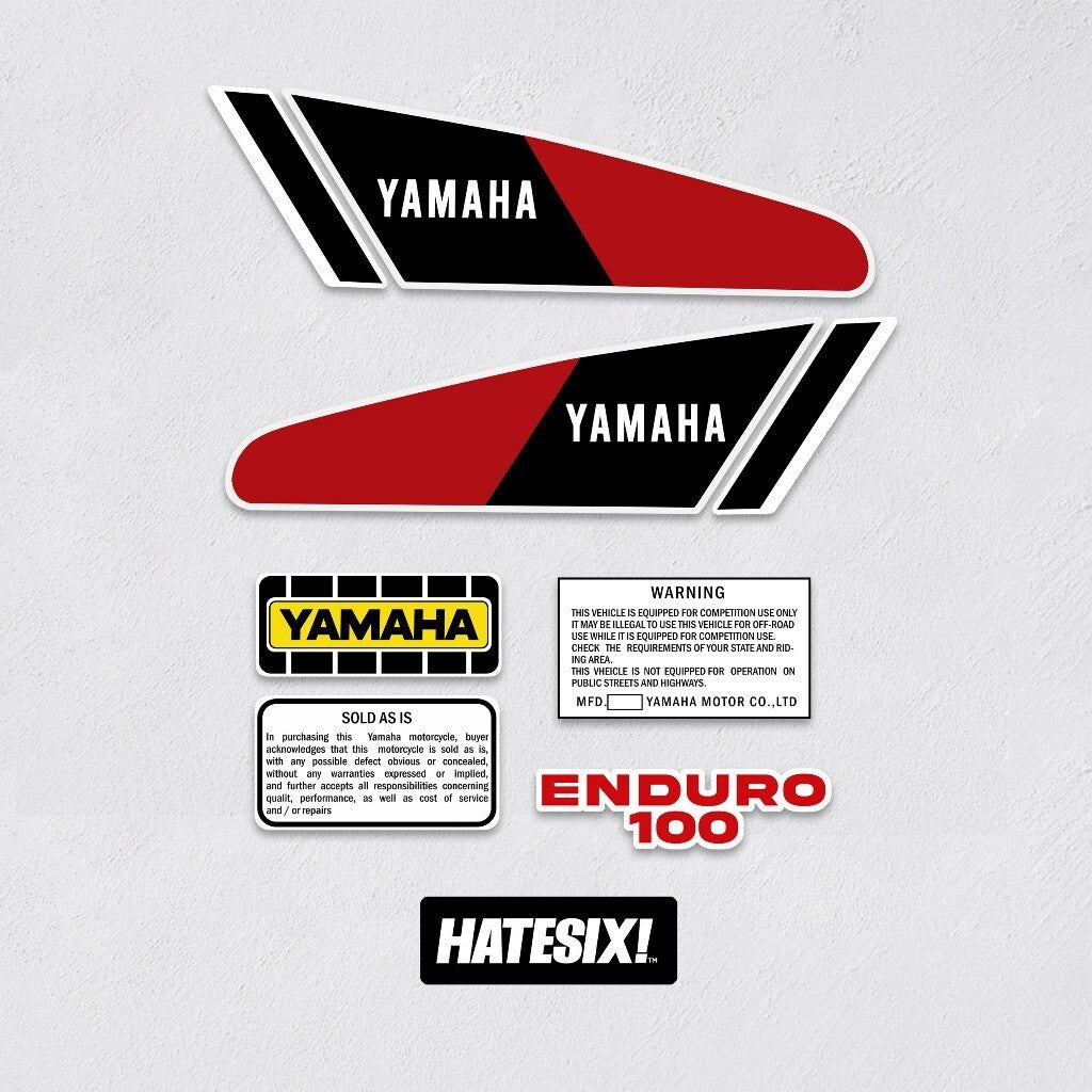 Sticker Decal DT100 1981 Red side cover fuel tank (Free shipping) vintage_bike_store
