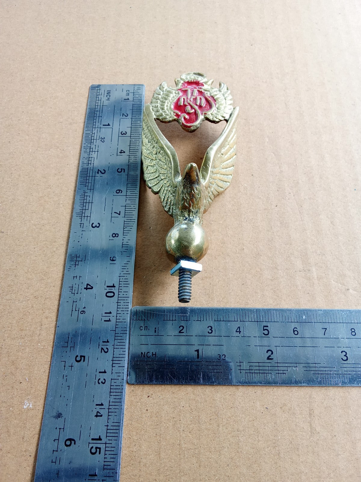KING EAGLE Brass Bicycle Motorcycle Front Mudguard Emblem Badge vintage_bike_store