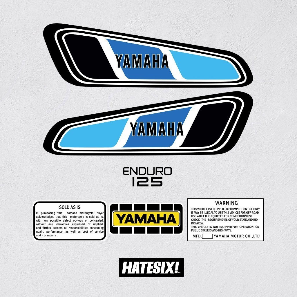 Sticker Decal DT 125 F 1977 Blue side cover tank (Free shipping) vintage_bike_store