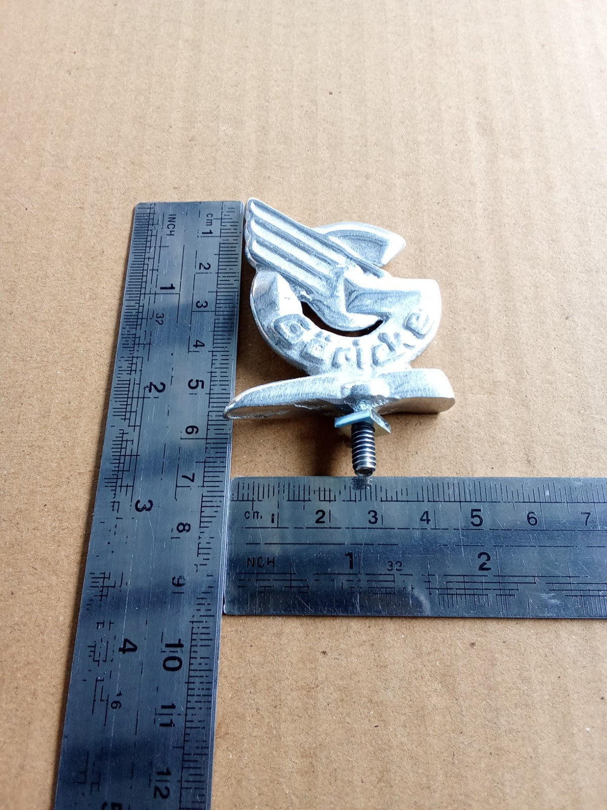 GORICKE Silver Aluminum Bicycle Motorcycle Front Mudguard Emblem Badge vintage_bike_store