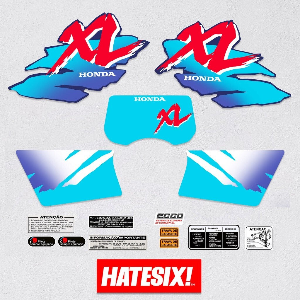 Sticker Decal Xl 185 xl 125 Brasil 1996 Blue Brasil Versi side cover tank (Free shipping) vintage_bike_store