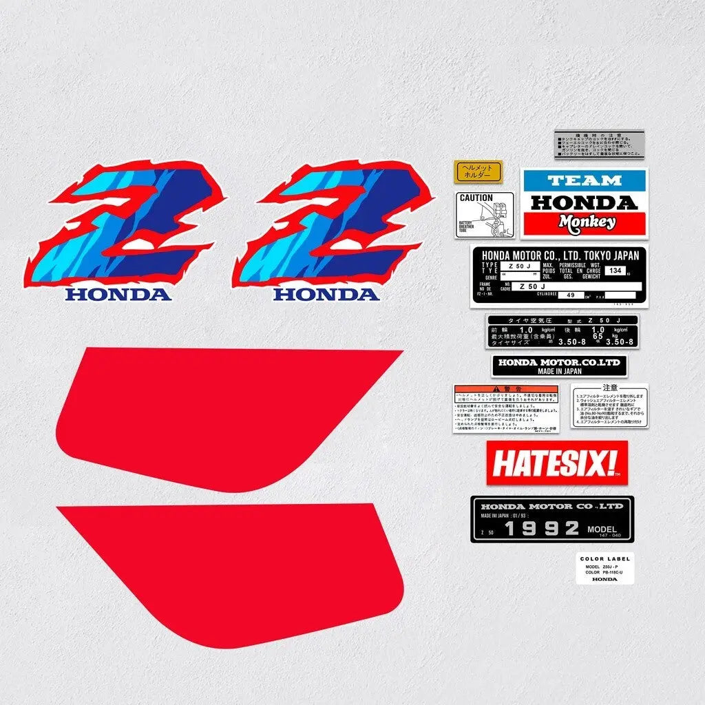 Sticker Decal Monkey Minitrail Z50 R 1992 side cover tank (Free shipping) vintage_bike_store